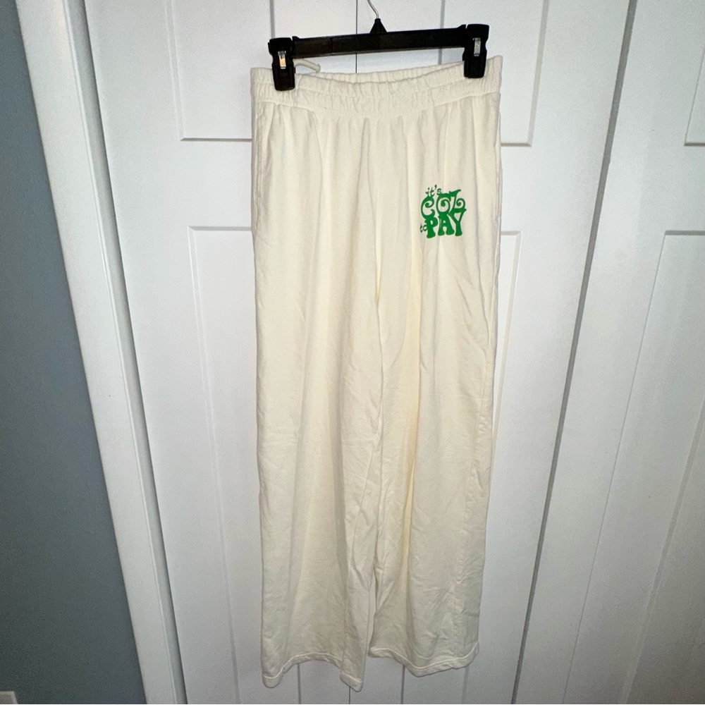 Men’s Cream Lounge Pants with Green Graphic It’s Cool to Play